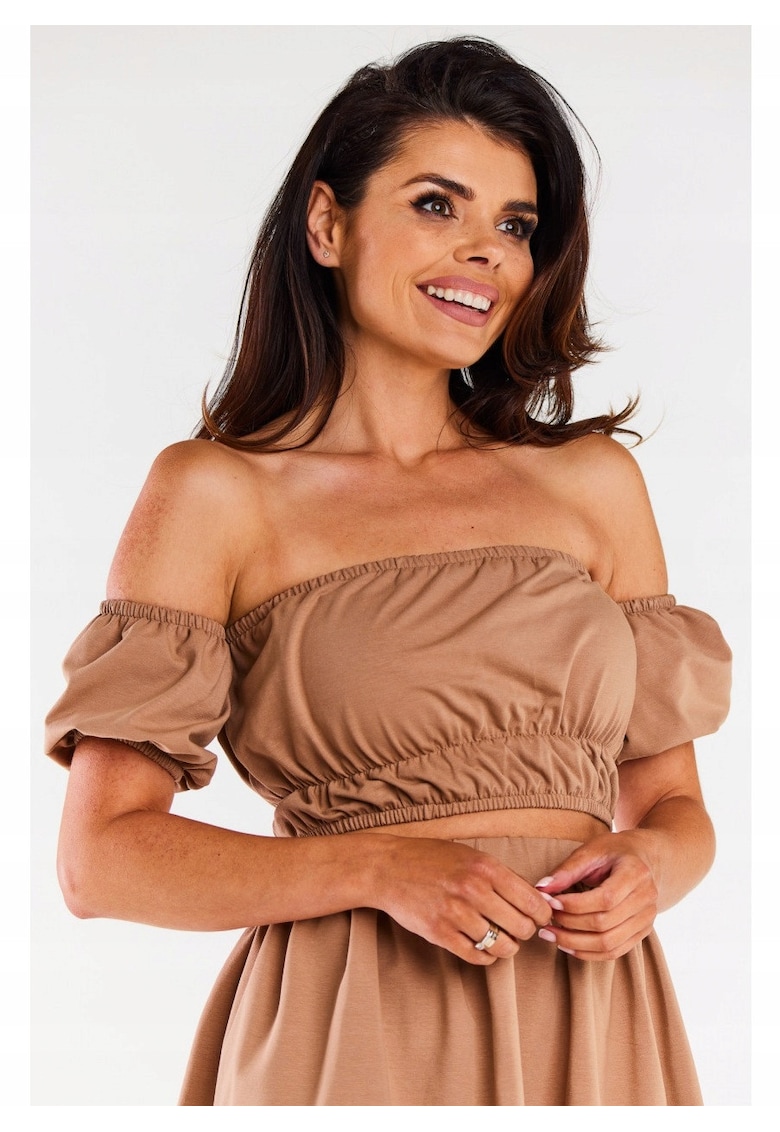 Top top spaniol - maneci scurte - fucsia - Bej