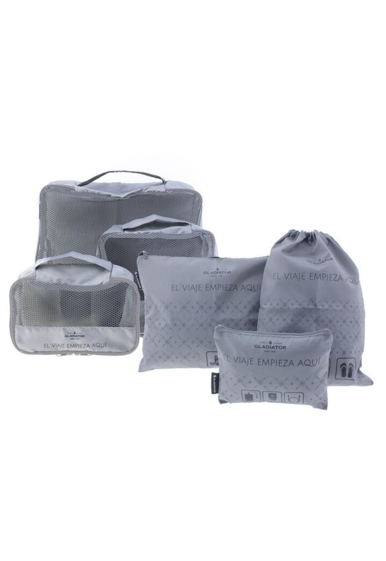 Set organizator voiaj Gladiator - 6 piese - Poliester - Gri - 23x14x8cm - 35x30x10cm