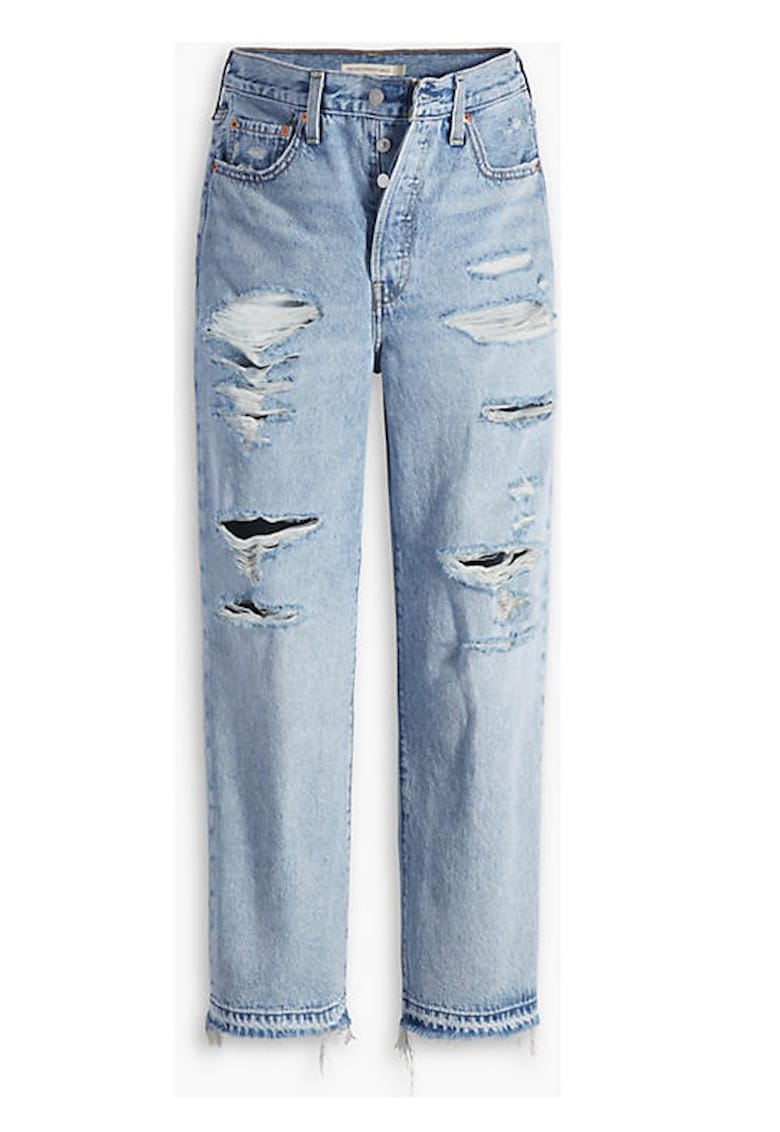 Blugi Dama - Talie inalta - Subtire pe sold si coapse - Pana la glezne - Albastru 2039