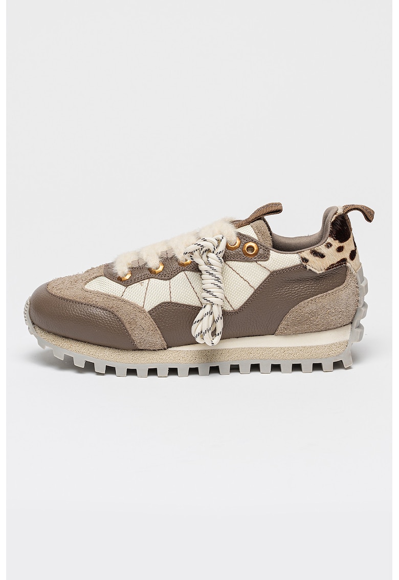 Pantofi sport Nevis cu garnituri din piele - Maro taupe deschis/Alb murdar/Maro pamantiu