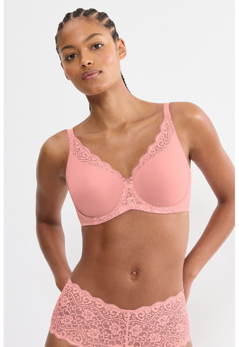 Sutien cu insertii de dantela Amourette - Roz pastel