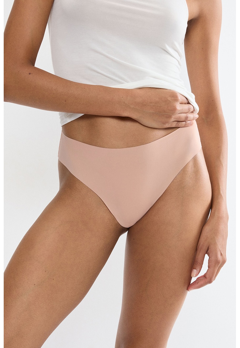 Chiloti cu dantela pe partea din spate - fara cusaturi Pretty Micro - Roz prafuit