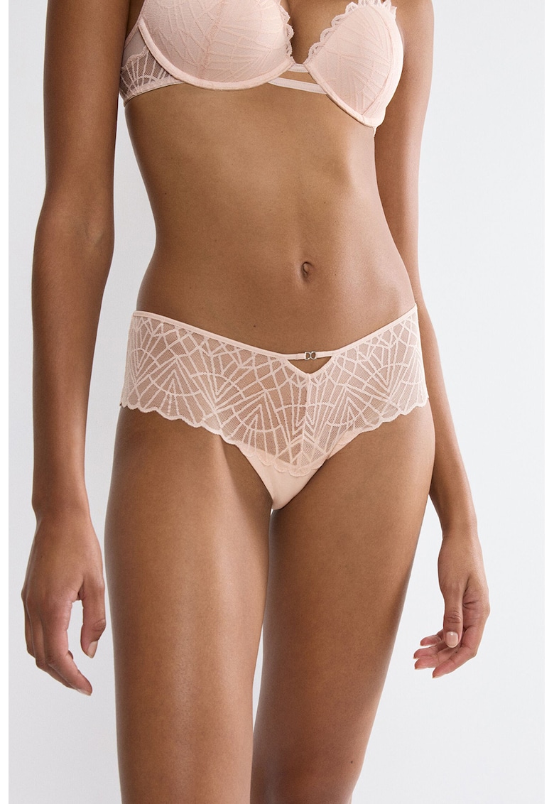 Chiloti hipster semitransparenti cu talisman decorativ - Roz pal