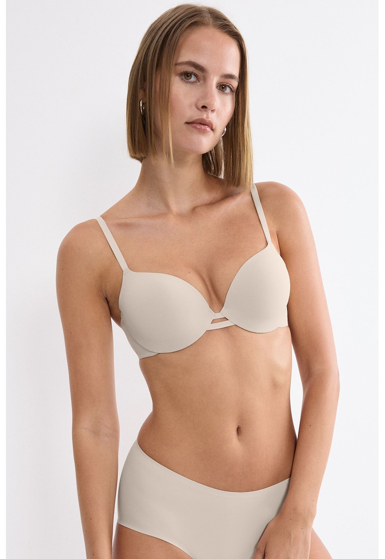 Sutien uni cu burete - Bej deschis