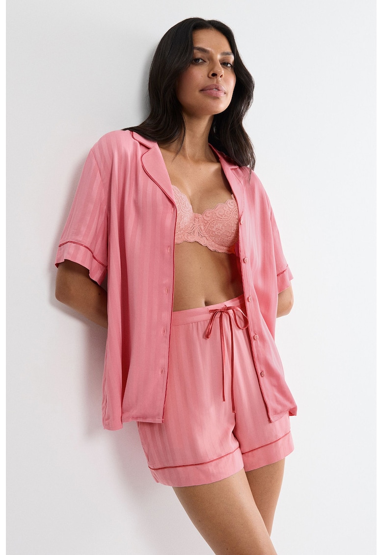 Pantaloni de pijama cu snururi - Roz pastel