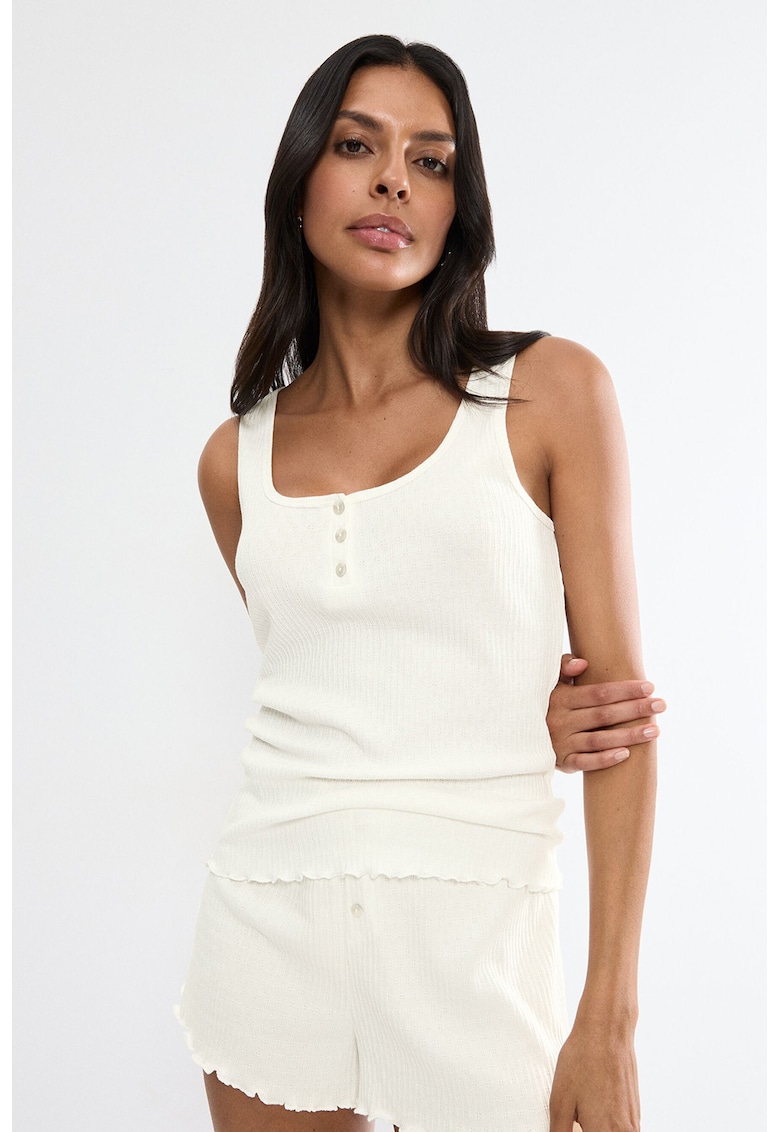 Bluza de pijama din amestec de bumbac - Alb murdar