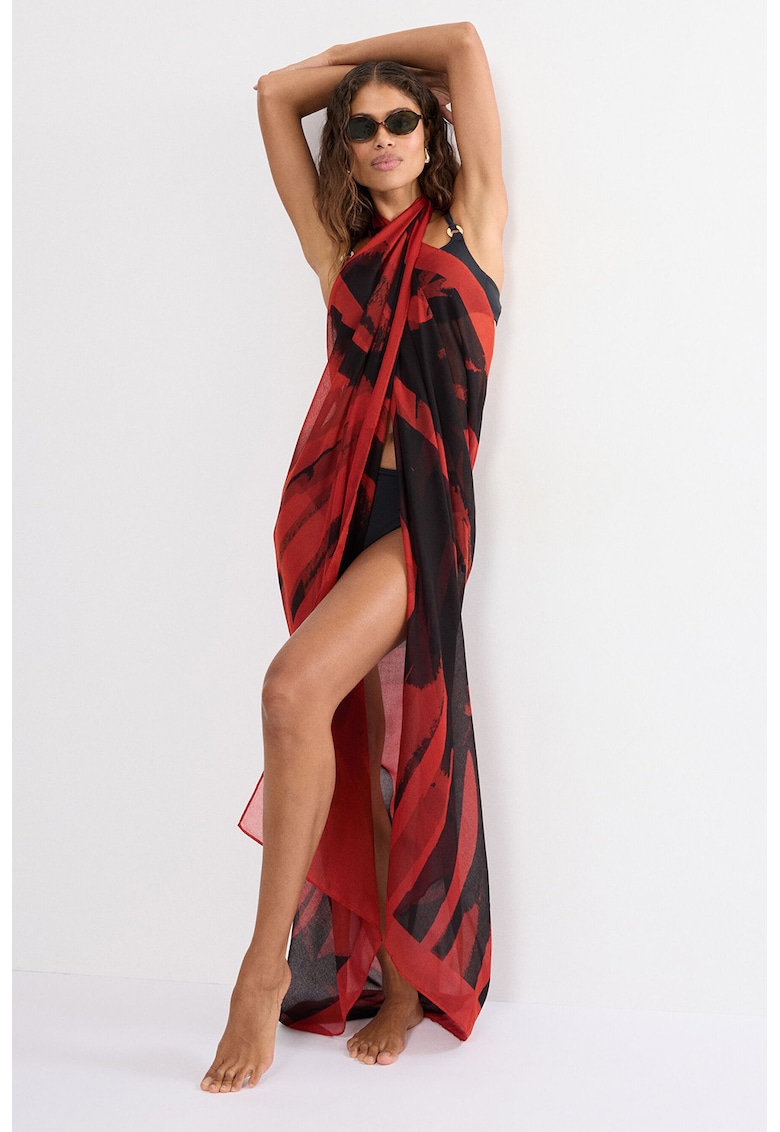 Pareo pentru plaja MyWear - Rosu/Negru