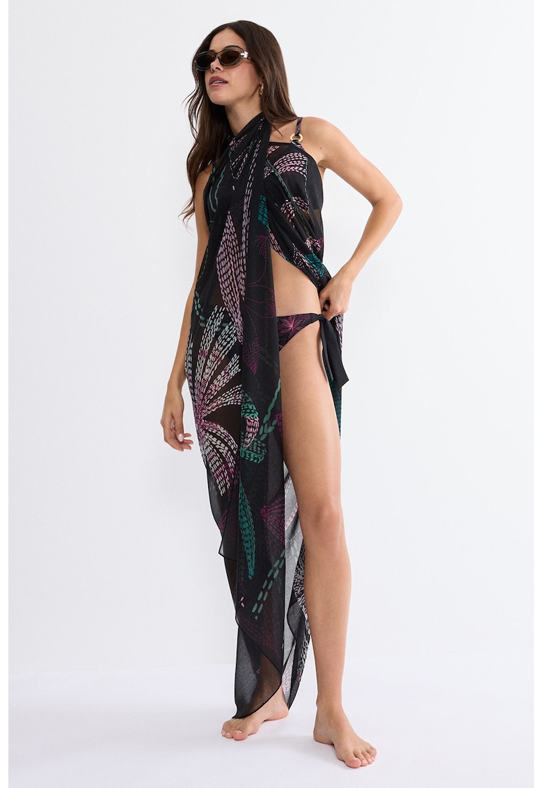 Pareo pentru plaja MyWear - Verde/Negru/Roz