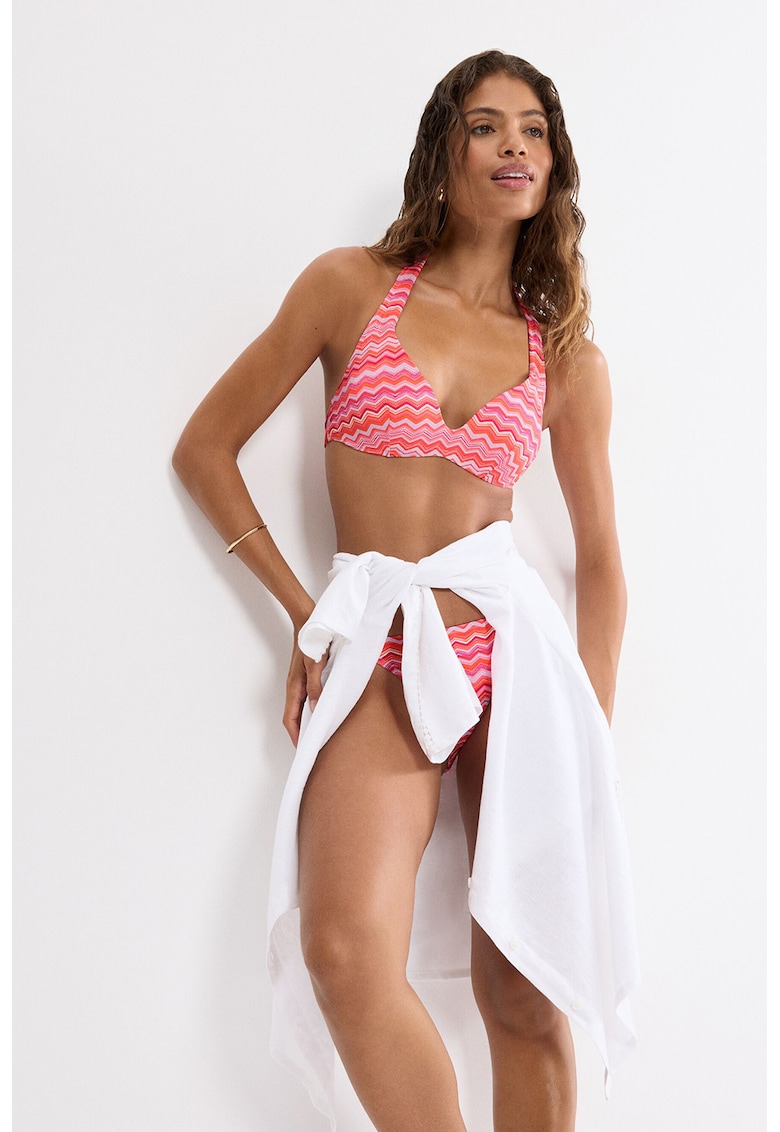 Sutien de baie cu bareta halter Mix&Match - Portocaliu/Roz/Roz pal