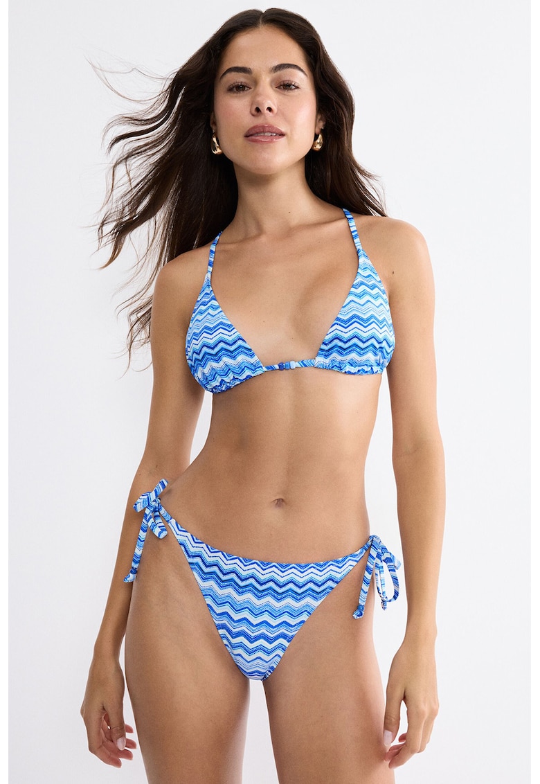 Sutien de baie cu cupe triunghiulare Mix&Match - Albastru royal/Albastru deschis
