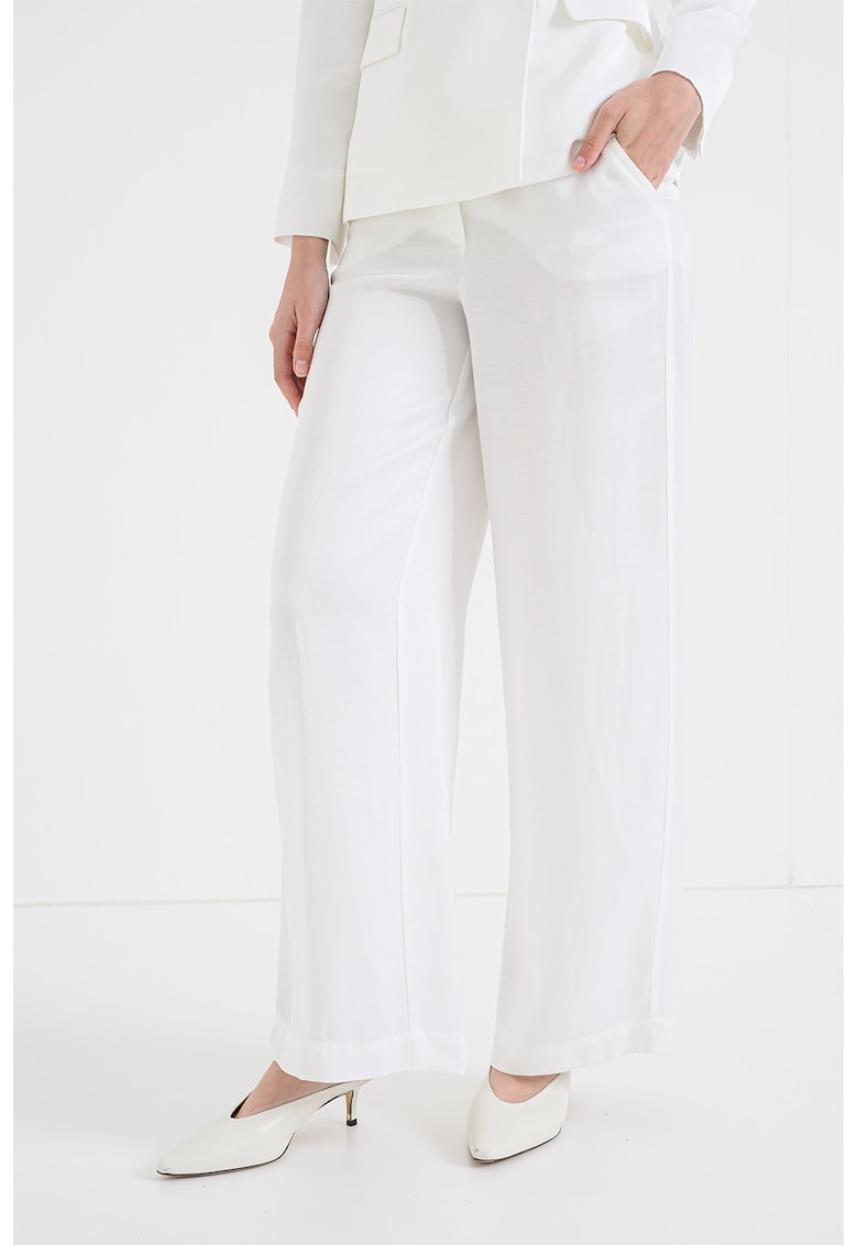 Pantaloni uni relaxed fit - Alb optic