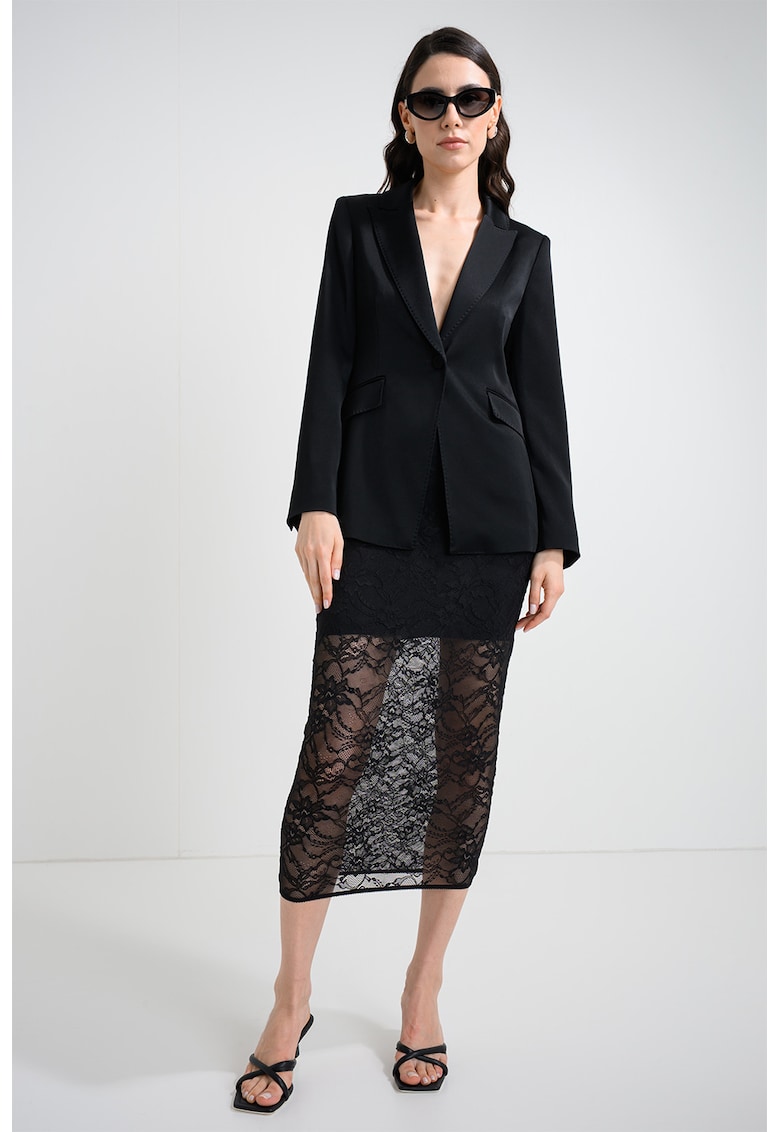 Sacou slim fit de satin Etereo - Negru