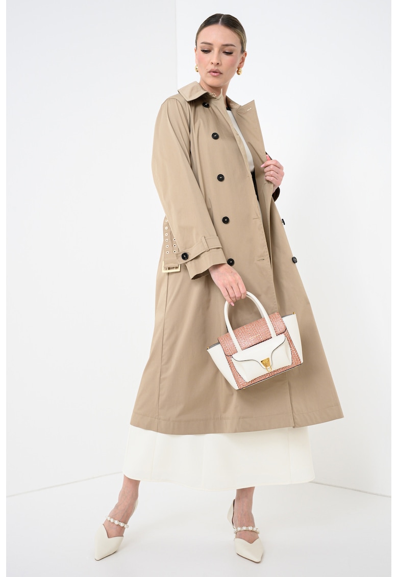 Trenci lung cu nasturi - Kaki