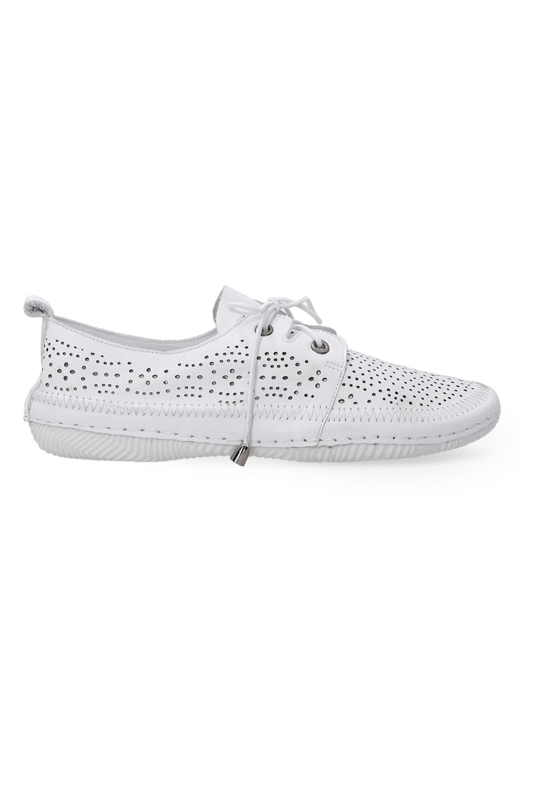 Pantofi casual din piele cu varf rotund cu talpa plata