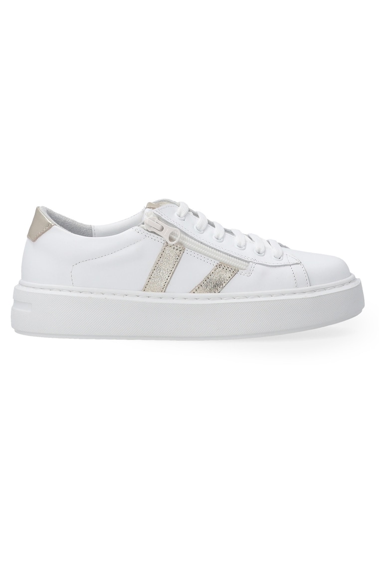 Pantofi sport din piele cu garnituri metalizate