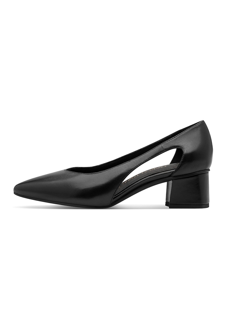 Pantofi din piele cu decupaje laterale - Negru