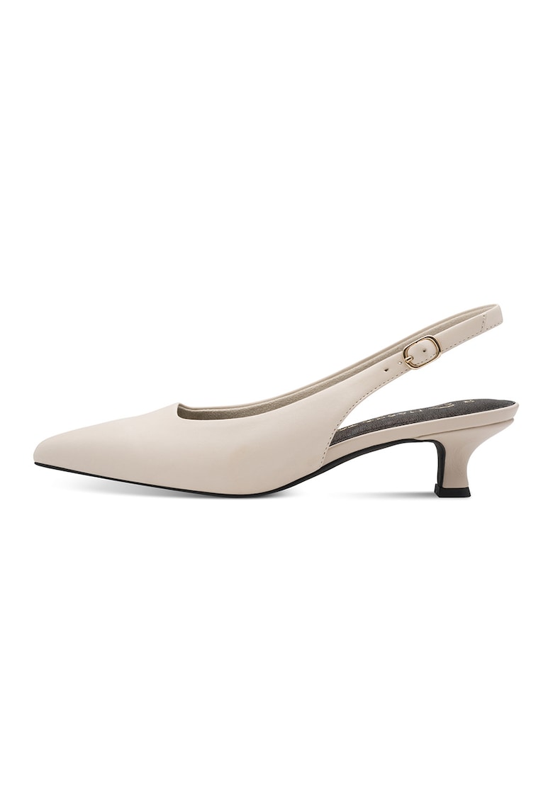 Pantofi slingback din piele cu toc kitten - Crem