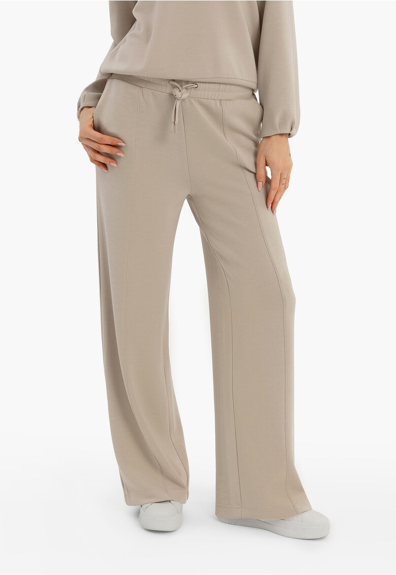 Pantaloni de trening femei cu picior lat - N-Erla - bej - Bej