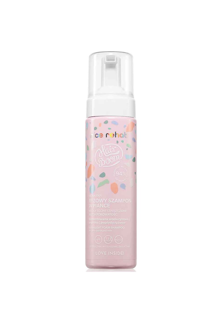 Șampon - HairBoom Rice Rehab - curațare delicata formula ultra-ușoara - 200 ml
