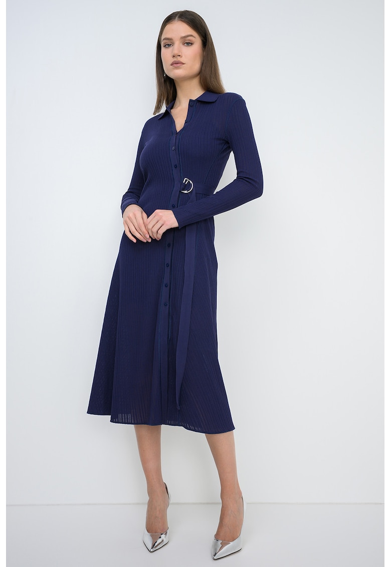 Rochie evazata din tricot fit Getito - Bleumarin