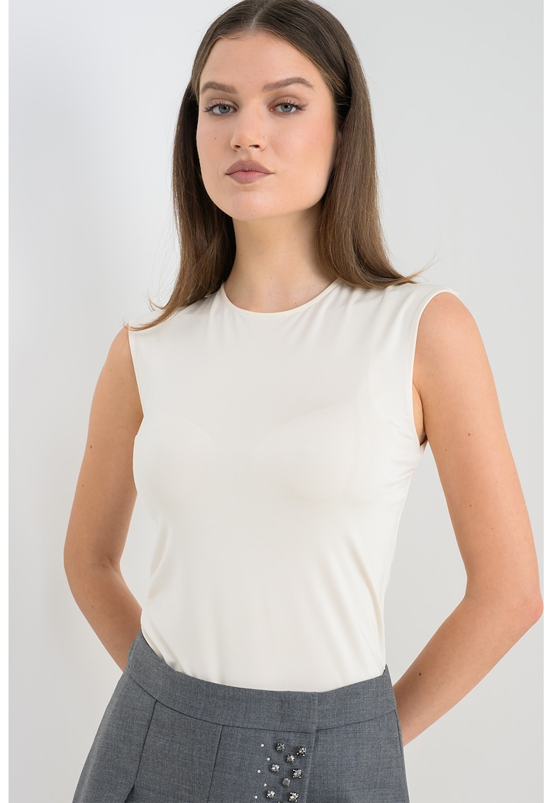Bluza cu detaliu rasucit pe partea din spate - fara maneci Bellico - Alb fildes