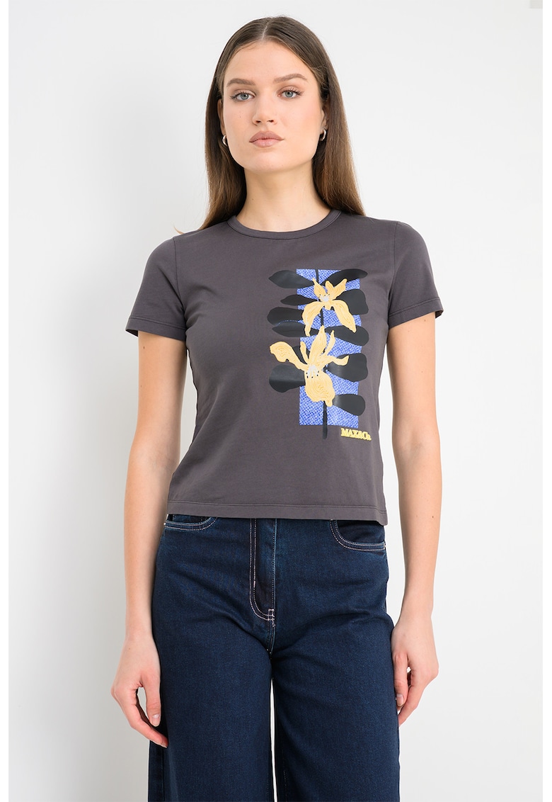 Tricou slim fit cu imprimeu Casta - Negru/Albastru royal/Gri antracit