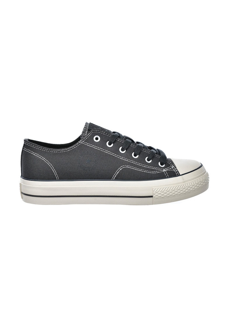 Tenisi low-cut din material textil - Gri inchis