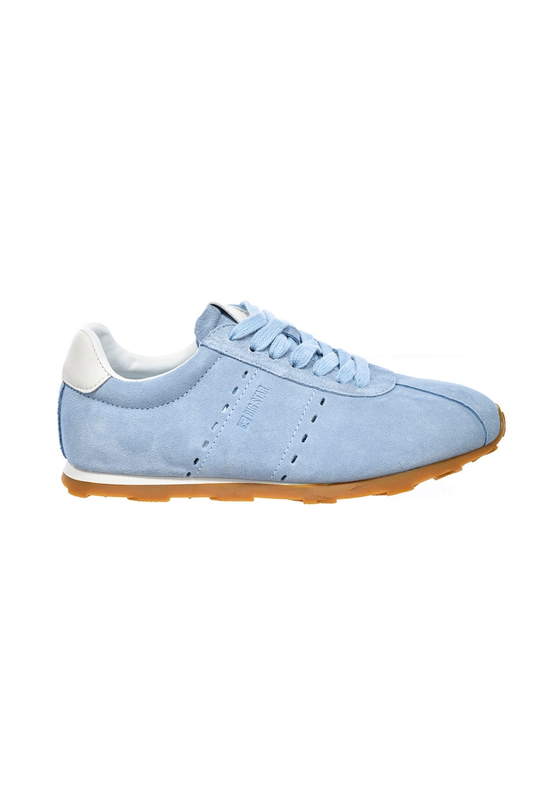 Pantofi sport din piele intoarsa cu decupaje decorative - Alb/Albastru