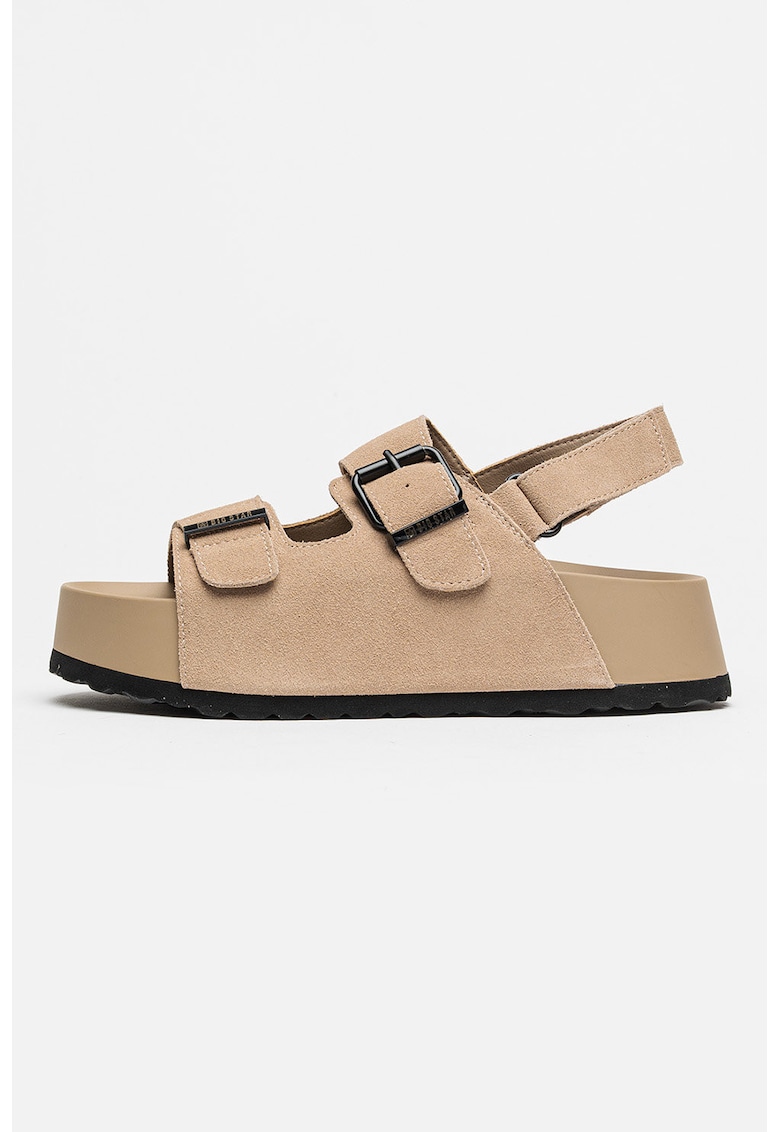 Sandale slingback de piele intoarsa - Bej