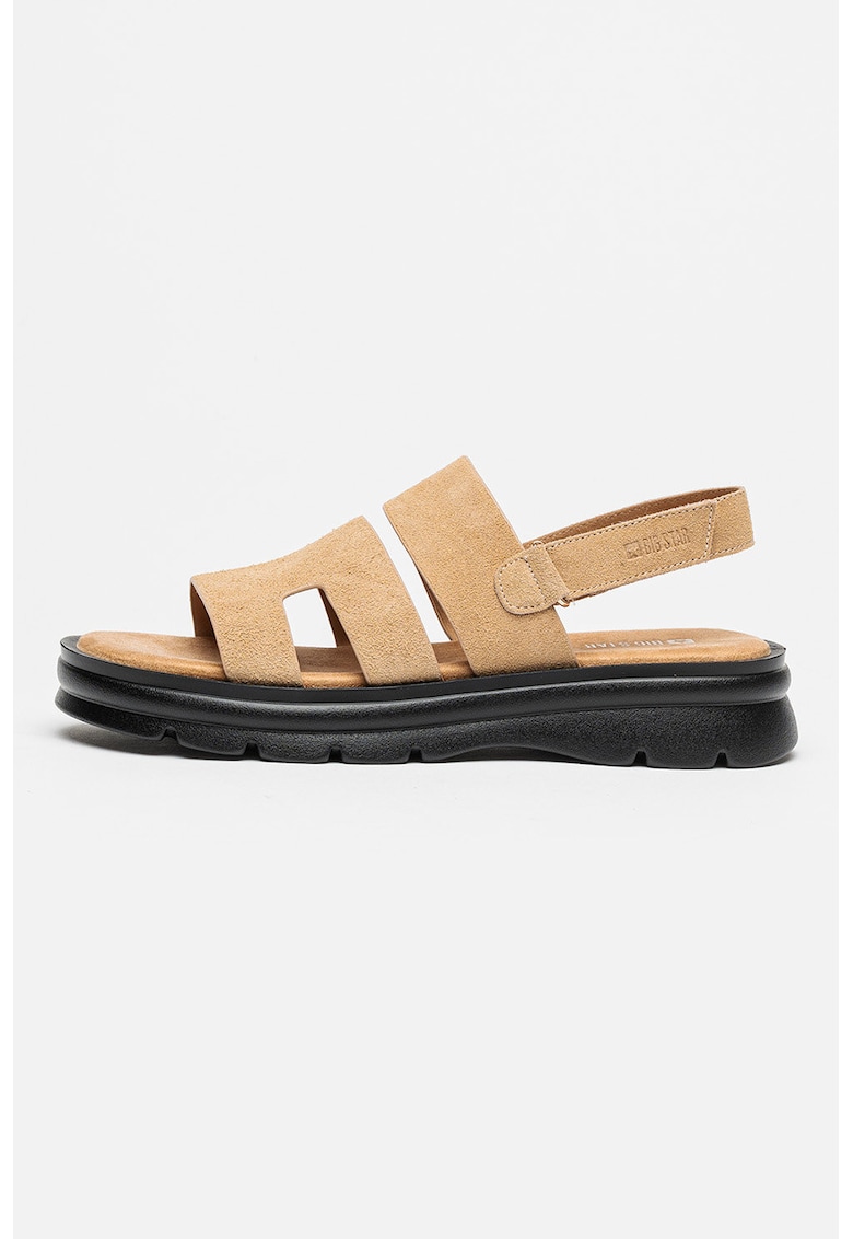 Sandale slingback de piele intoarsa - Bej inchis