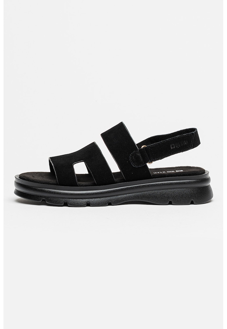 Sandale slingback de piele intoarsa - Negru