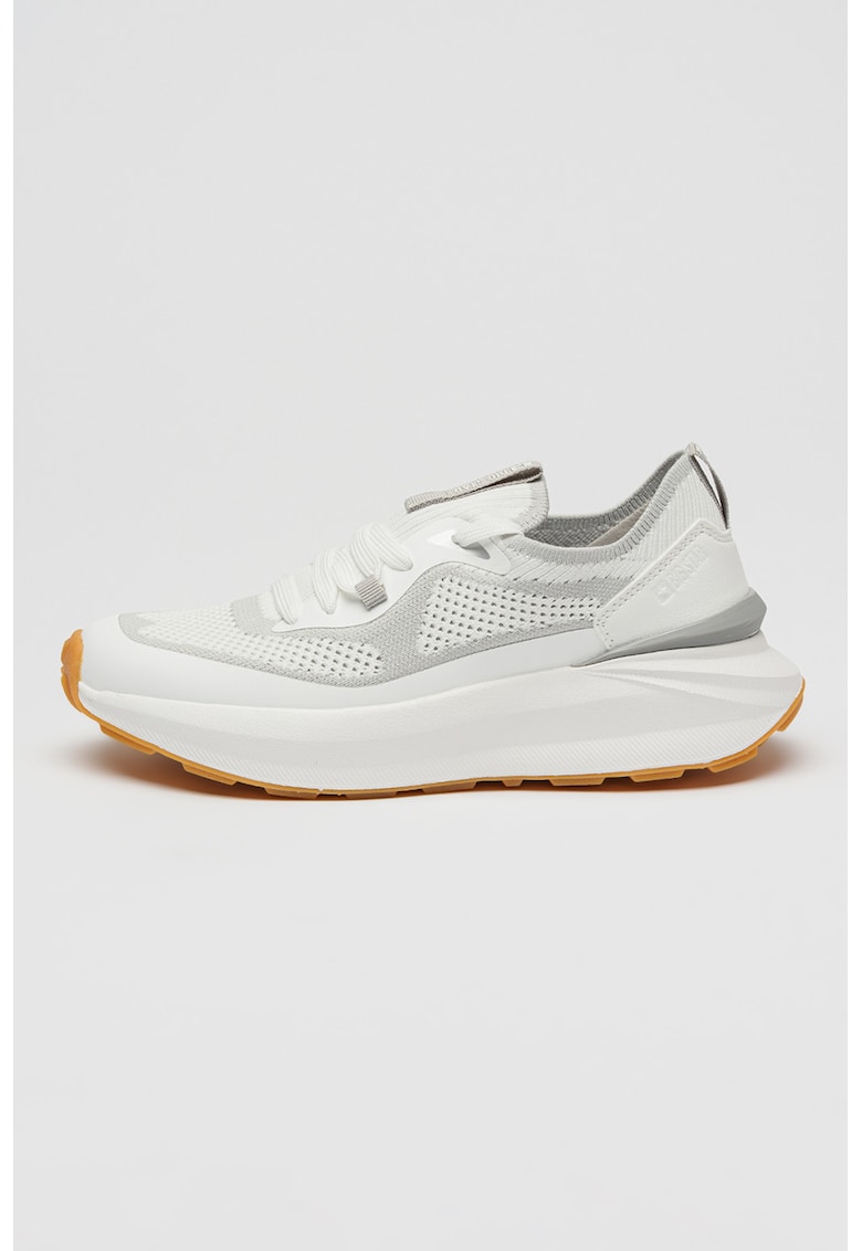 Pantofi sport slip-on din piele ecologica si plasa - Gri deschis/Alb optic
