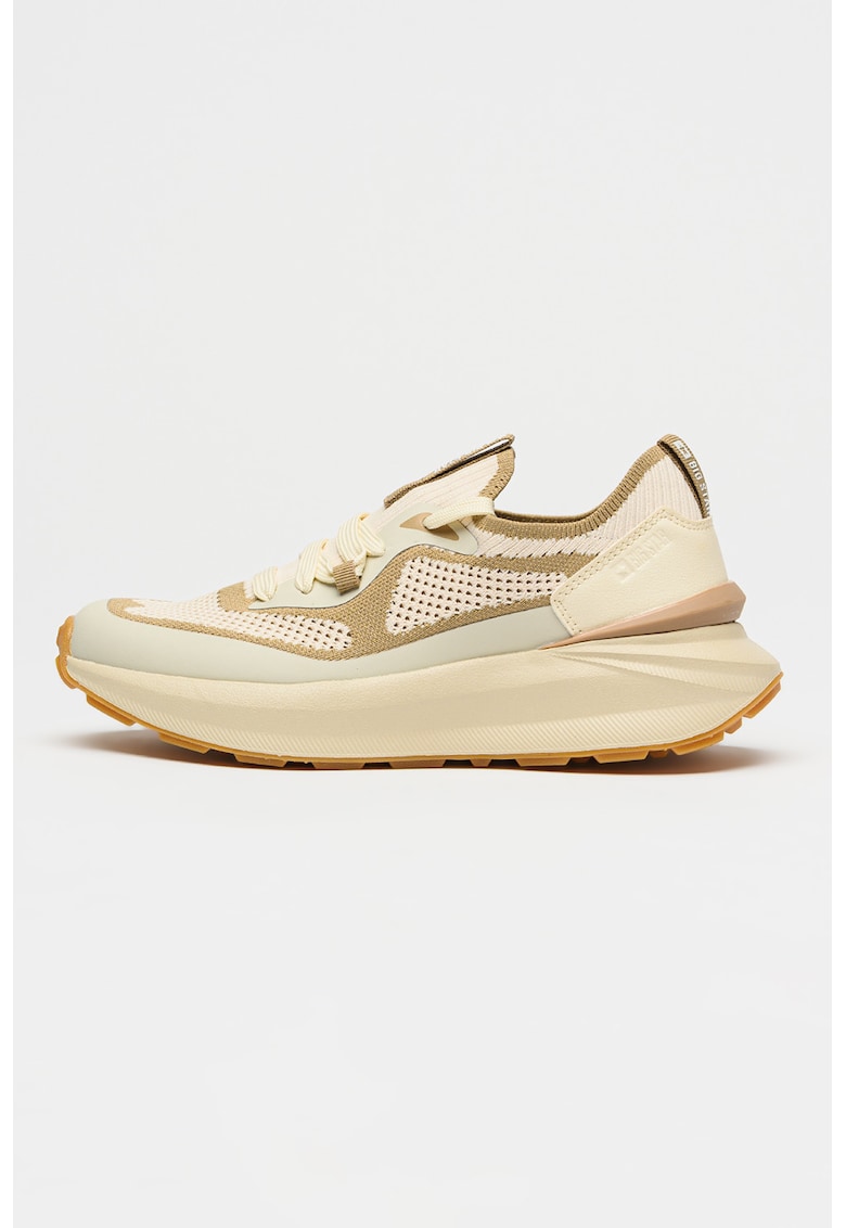 Pantofi sport slip-on din piele ecologica si plasa - Bej deschis