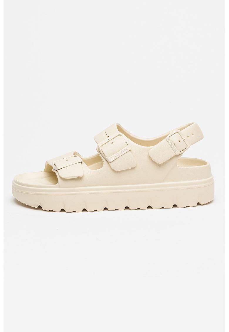 Sandale slingback cu catarama - Bej deschis