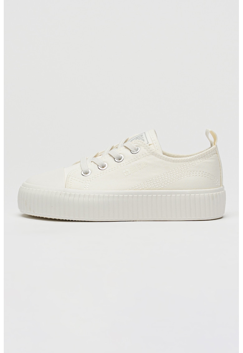 Pantofi sport low-cut din panza cu sireturi elastice - Alb murdar