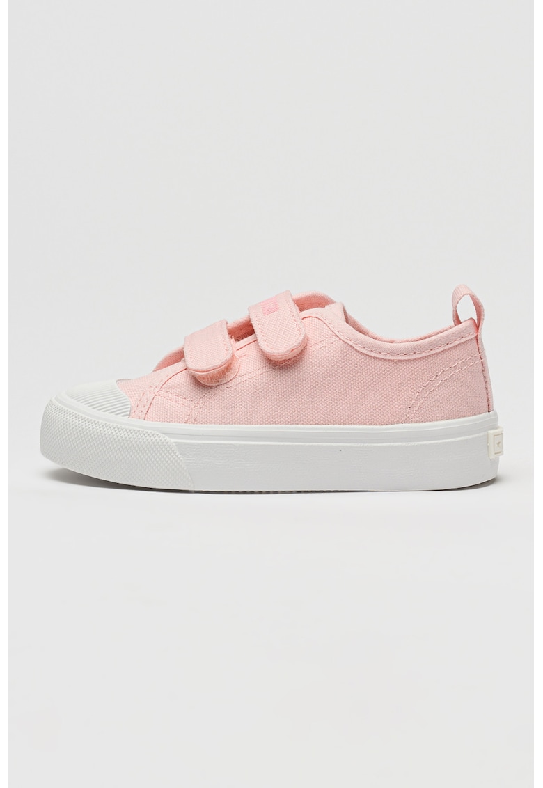 Tenisi din panza cu velcro - Roz pastel/Alb optic