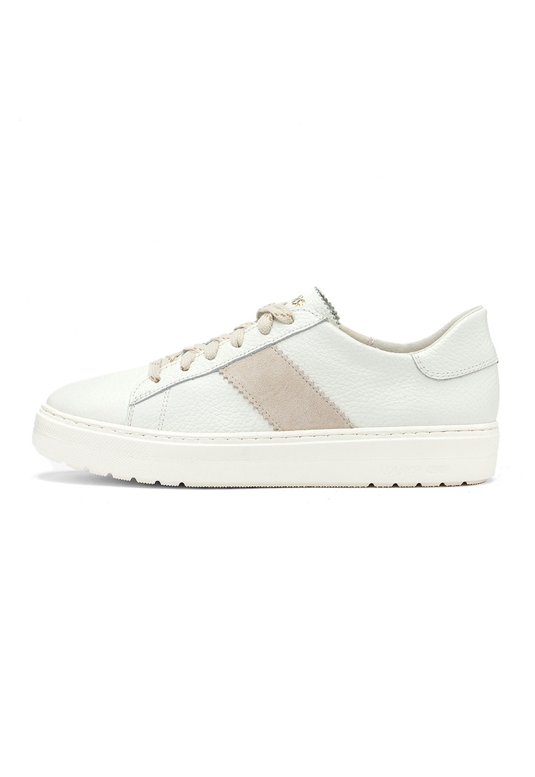 Pantofi sport de piele si piele intoarsa - Alb murdar/Crem