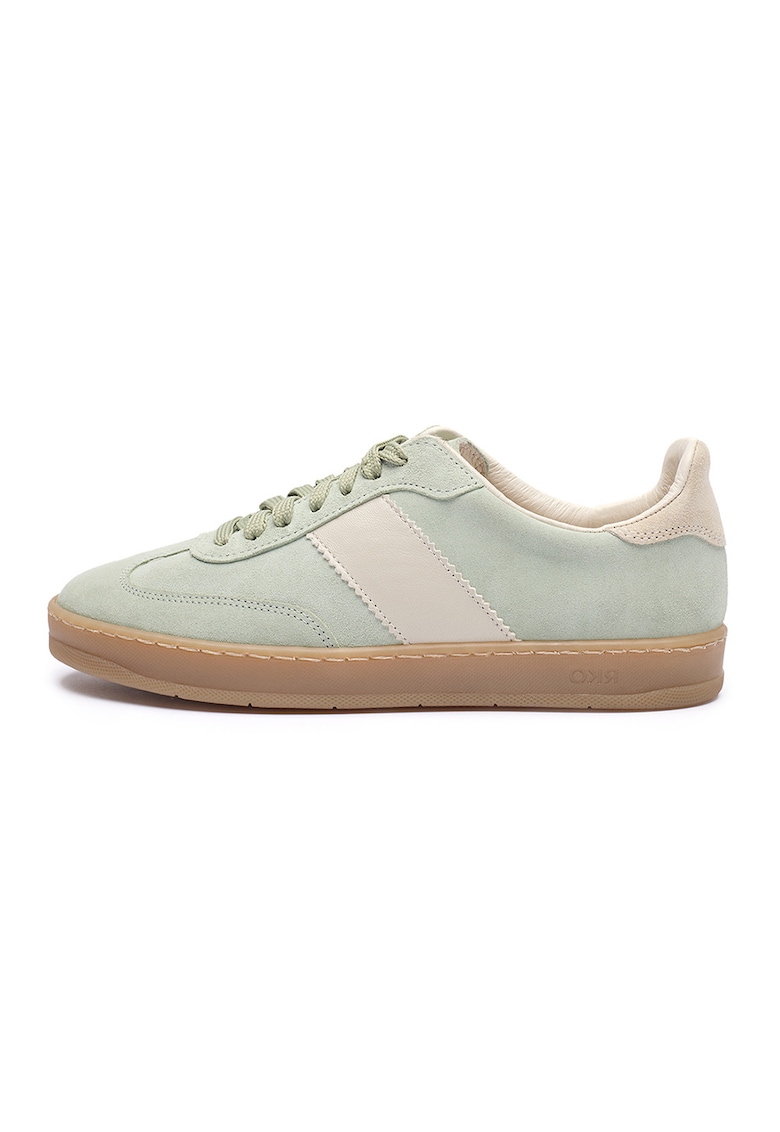 Pantofi sport din piele si piele intoarsa Nora - Verde pal