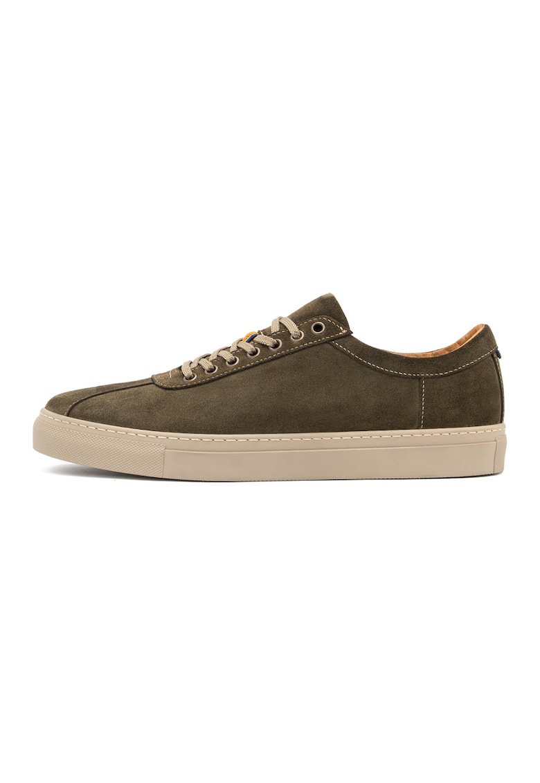 Pantofi casual din piele intoarsa cu sireturi - Kaki inchis