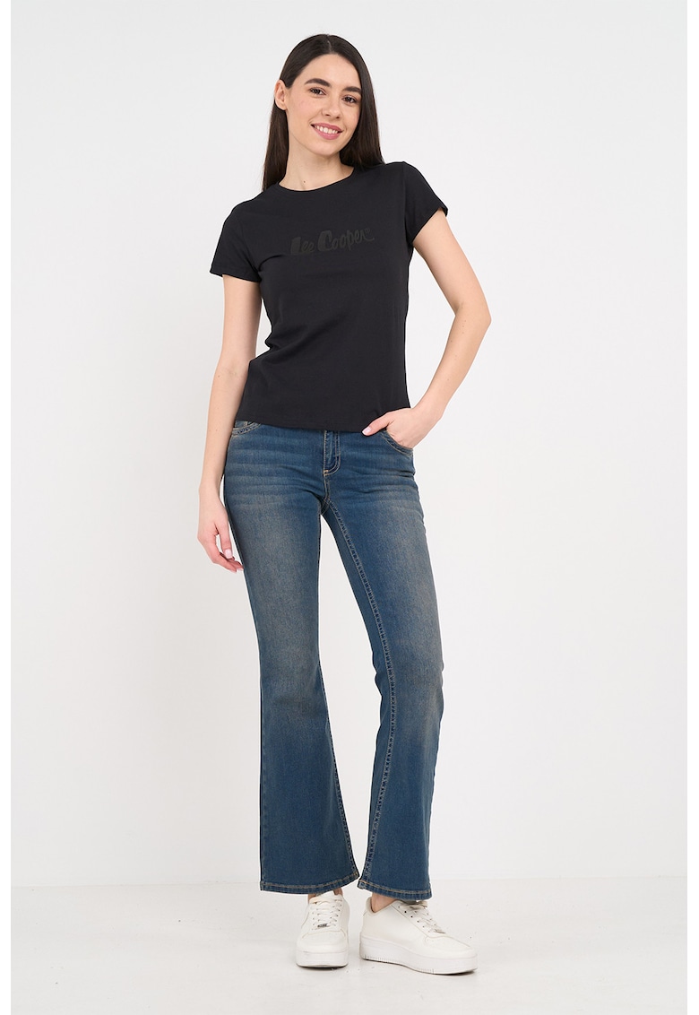 Blugi bootcut cu aspect decolorat - Albastru inchis