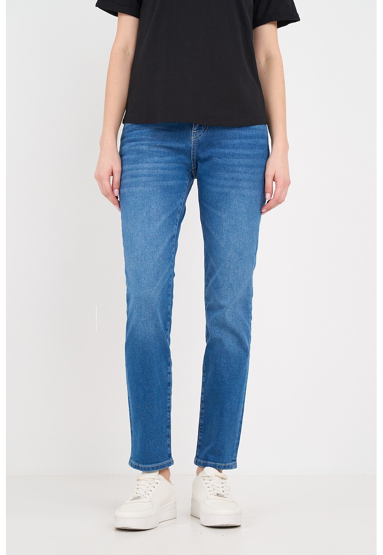 Blugi slim fit cu talie medie - Albastru