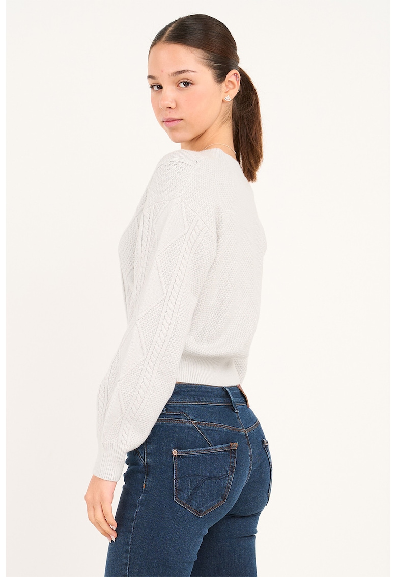 Cardigan crop cu nasturi - Alb murdar