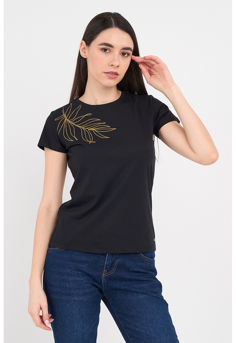 Tricou slim fit cu imprimeu grafic - Negru