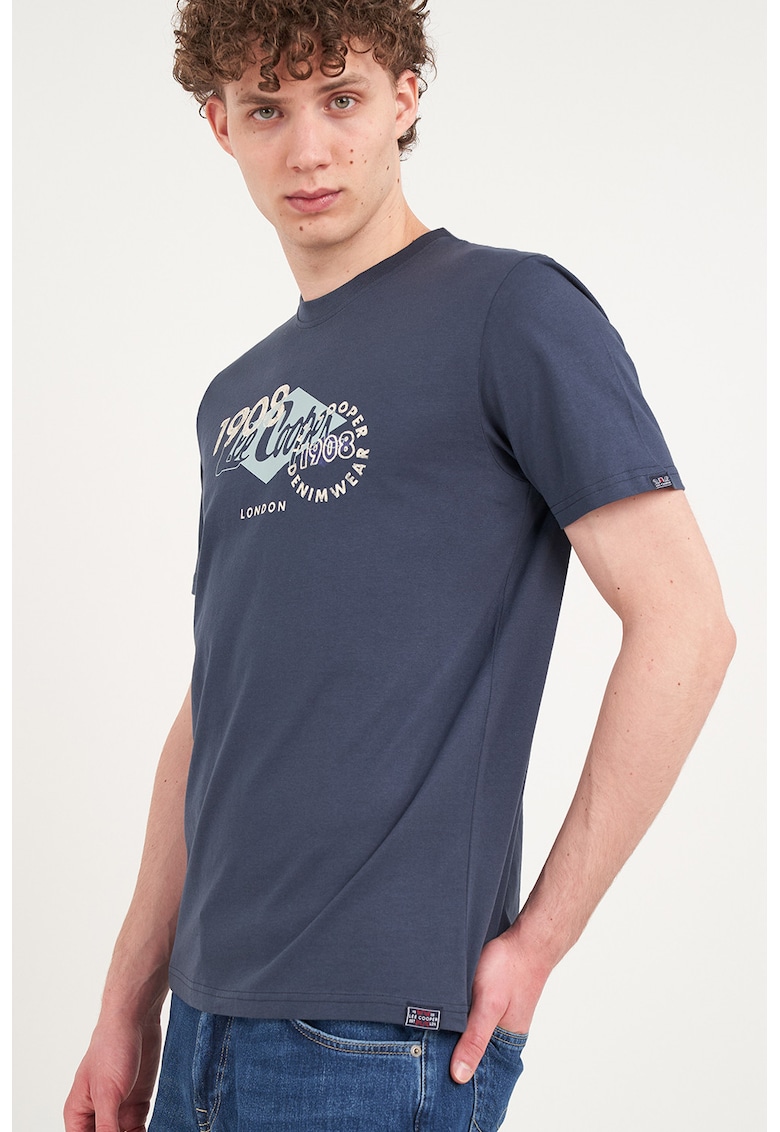 Tricou din bumbac cu model grafic - Bleumarin