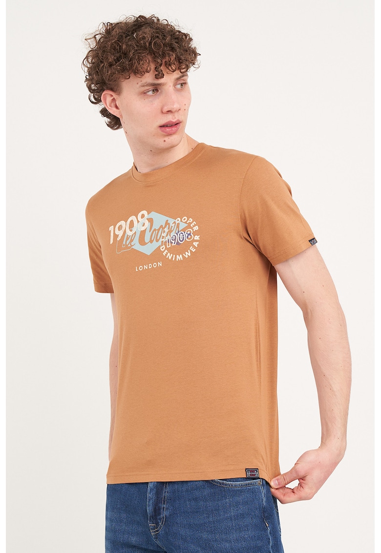 Tricou din bumbac cu model grafic - Caramel