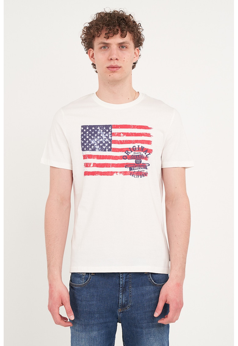 Tricou din bumbac cu imprimeu - Rosu/Alb