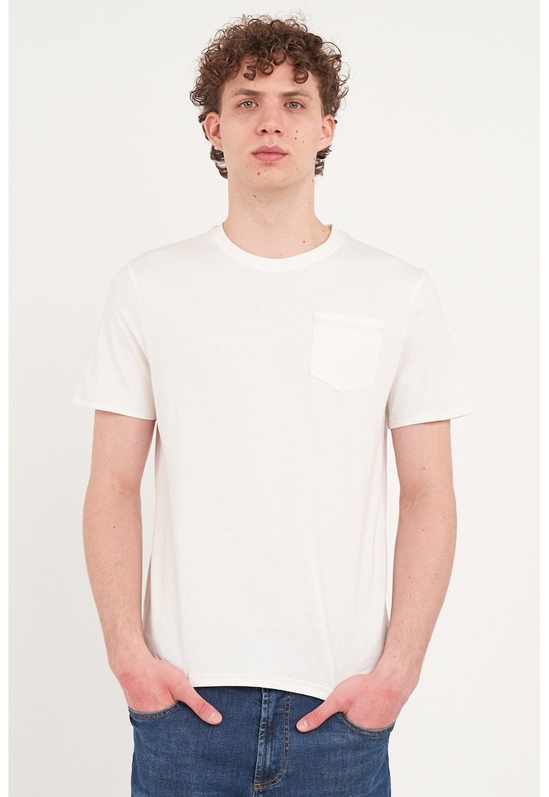 Tricou din bumbac cu model uni - Alb murdar