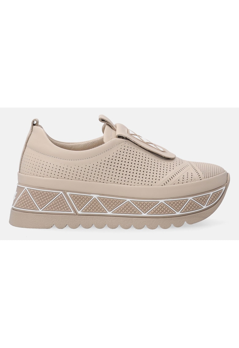 Pantofi flatform din piele cu aspect ajurat