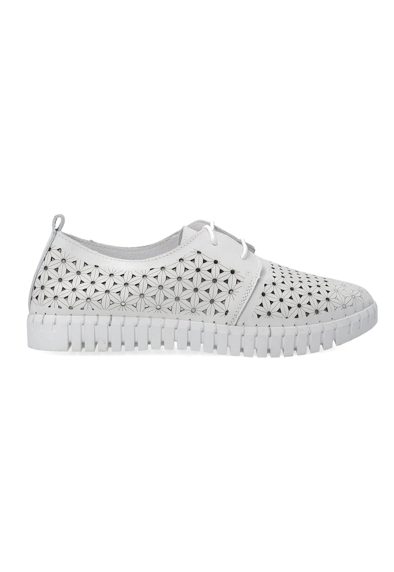 Pantofi casual din piele cu decupaje florale