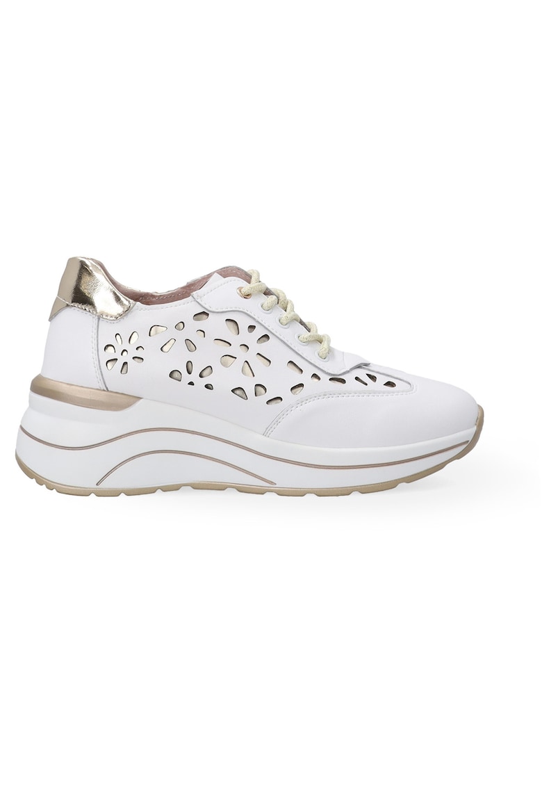 Pantofi sport din piele cu talpa wedge si decupaje